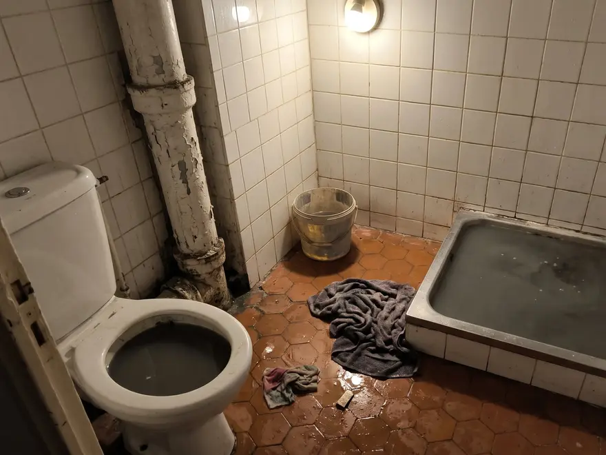 Débouchage canalisation Antony (92160) : douche et WC qui débordent au rez-de-chaussée d'un immeuble ancien (illustration)