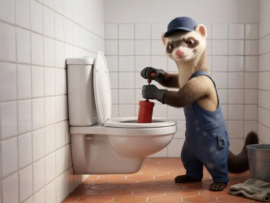 Produit déboucheur : soude, acide, bicarbonate, les dangers : vieux siphon abîmé et flacons de produit déboucheur sous un lavabo (illustration)